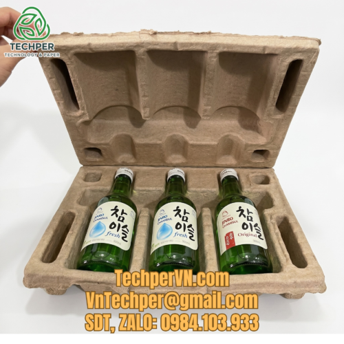 Khay giấy đựng chai rượu Soju